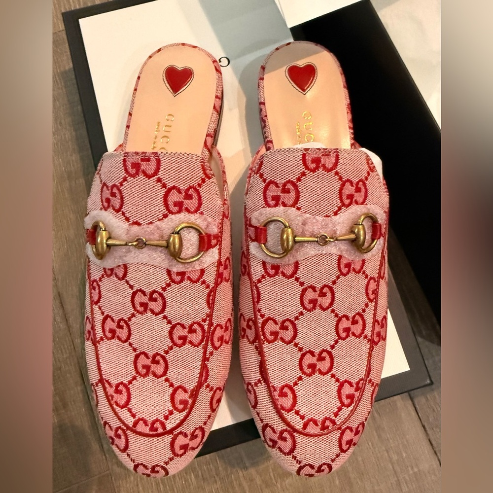 Gucci Women's Red GG Canvas Mules